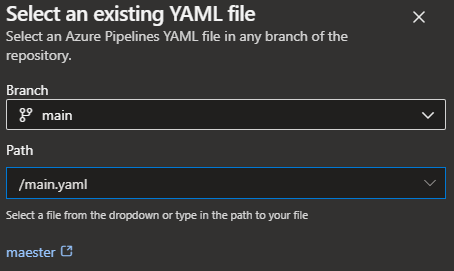 Screenshot of Existing Azure Pipelines YAML file